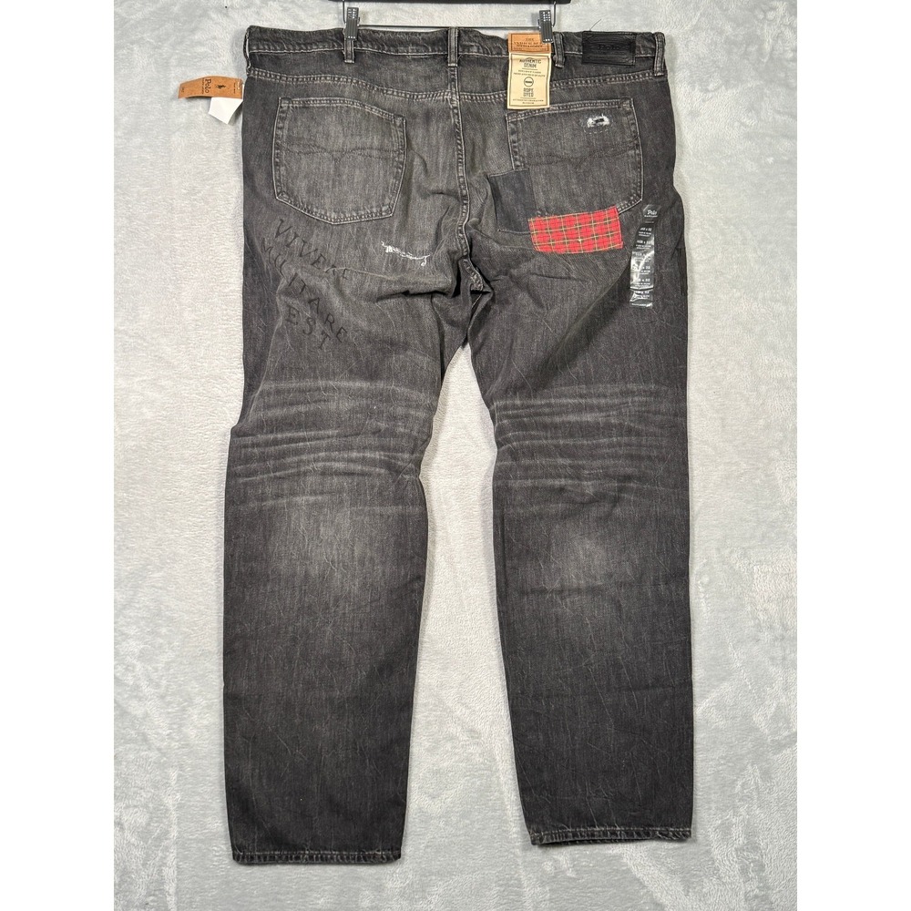 Ralph Lauren Jeans Mens 46x32 46B Black Denim Varick Graffiti Patchwork Skull - Picture 9 of 13
